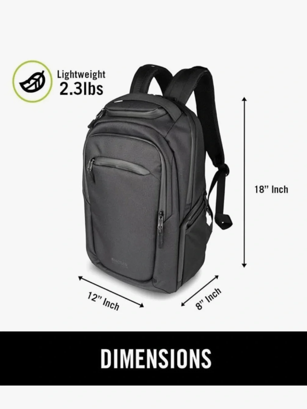 KENNETH COLE REACTION PARKER Backpack in Black with 17” Laptop Sleeve